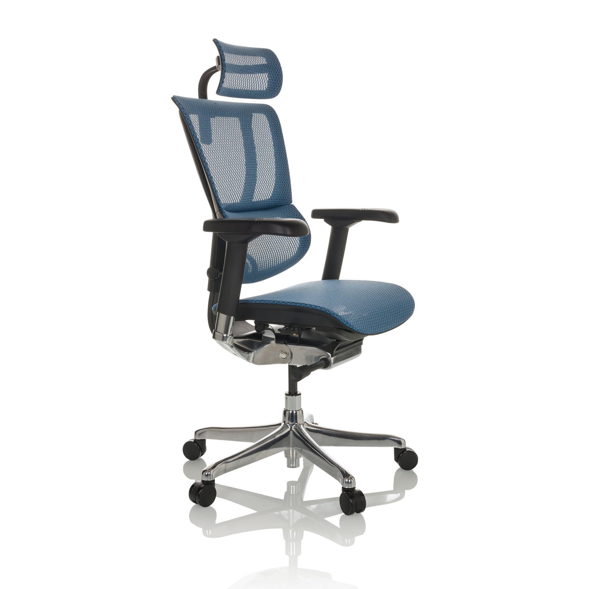 hjh OFFICE Drehstuhl Chefsessel Netzstoff St), SLIM ergonomisch I Bürostuhl Luxus Blau (1 ERGOHUMAN