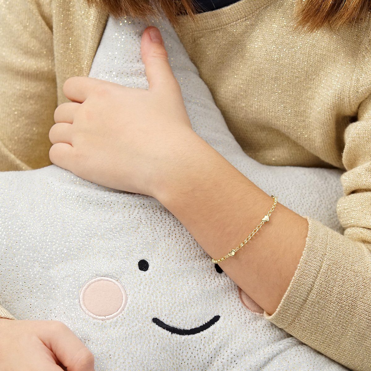 Materia Armkette Kinderarmband Herzen Gold SA-108, Sterlingsilber, vergoldet