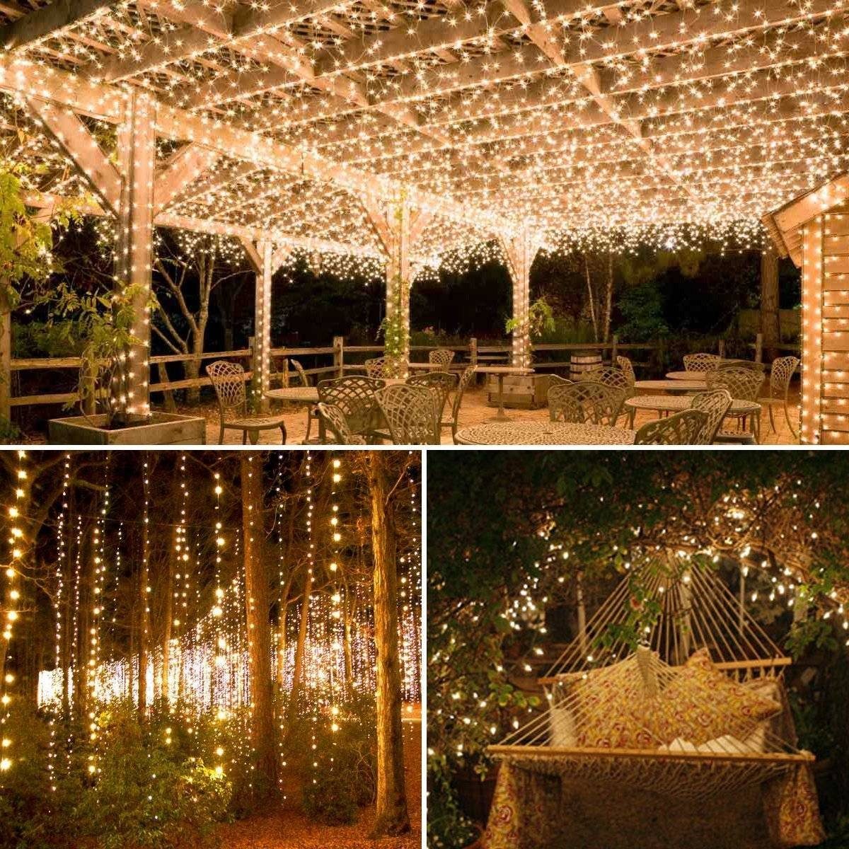 Rosnek für Garten Party LED-Lichterkette Lichtsensorsteuerung 10/20M; Funktionen, wasserdicht, Weihnachten Deko, 8 Solar, Warmweiß