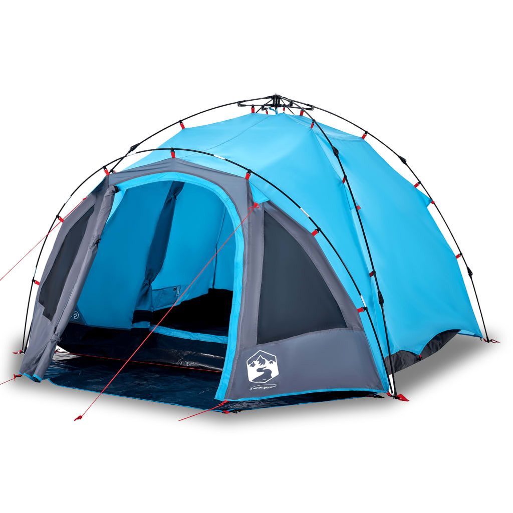 vidaXL Kuppelzelt Kuppel-Campingzelt 3 Personen Blau Quick Release, Personen: 3 (1 tlg)
