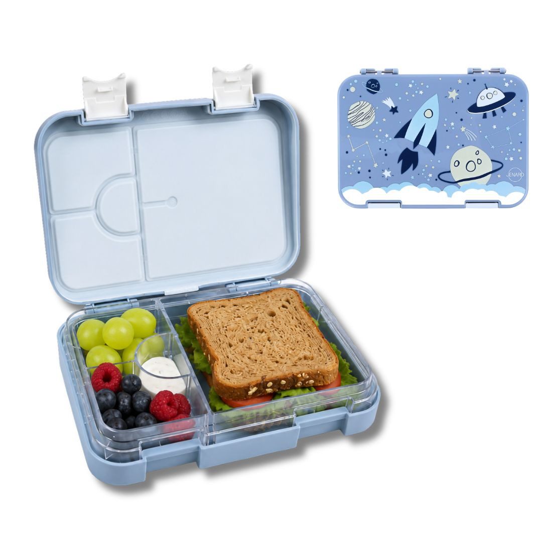 JENARD Lunchbox Brotdosen Set Kinder mit Edelstahl Trinkflasche Weltraum, Edelstahl, PP, (Brotdosen- und Trinkflaschen-Set, 2-teiliges Set, Brotdose und Trinkfl – Bild 4 von 5