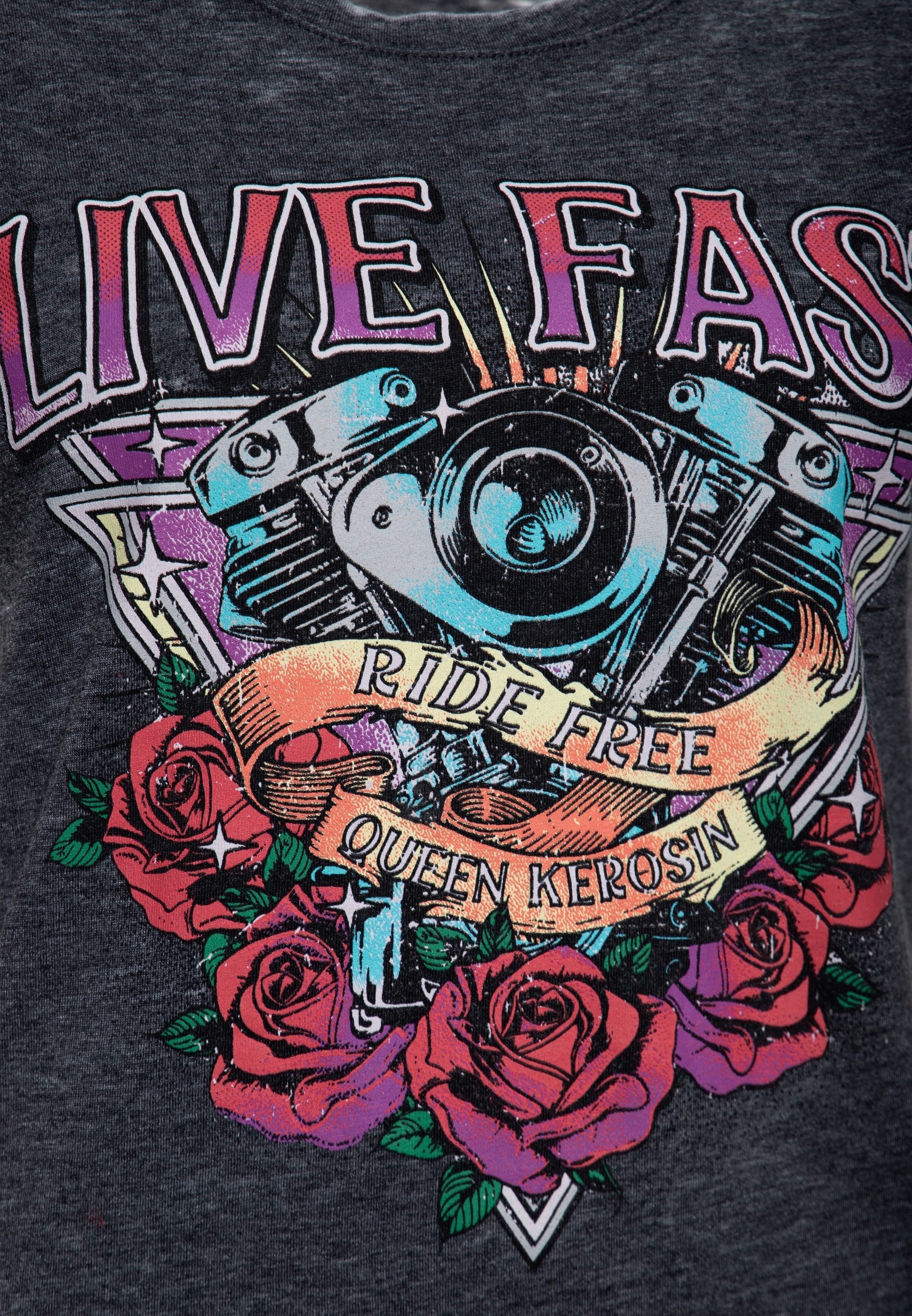 QueenKerosin Print-Shirt Live Fast mit Biker-Print – Bild 4 von 4