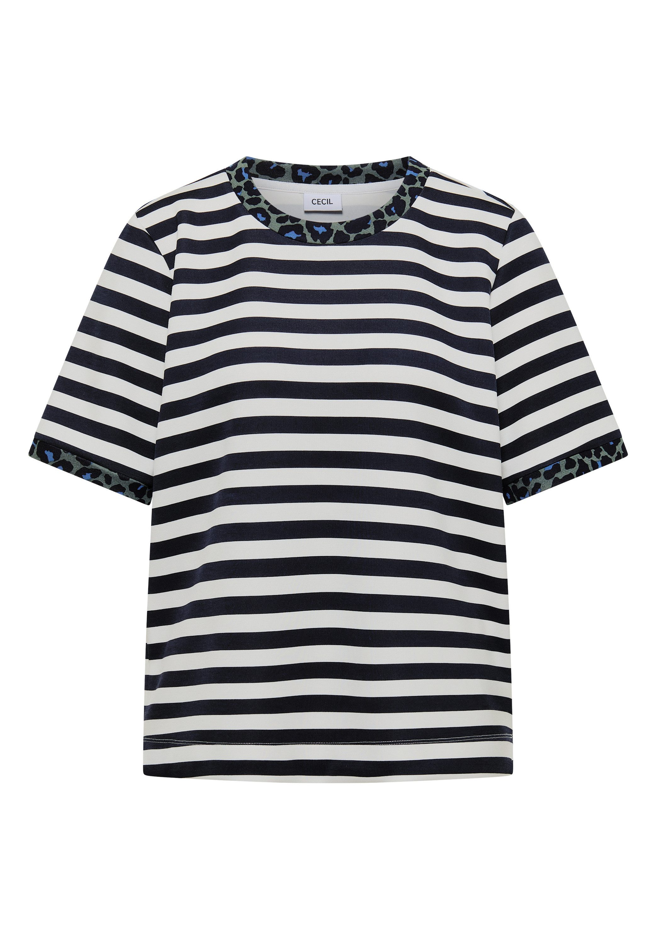 CECIL T-Shirt mit Animal-Print Details, Softer Viskosemix, Rundhals