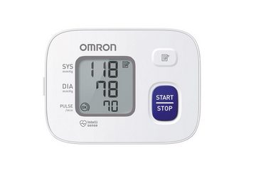 Omron Handgelenk-Blutdruckmessgerät OMRON RS2 Handgelenk-Blutdruckmessgerät mit Intellisense-Technologie, Erkennung unregelmäßiger Herzschläge, bewährte Qualität, Ohne viel Druck