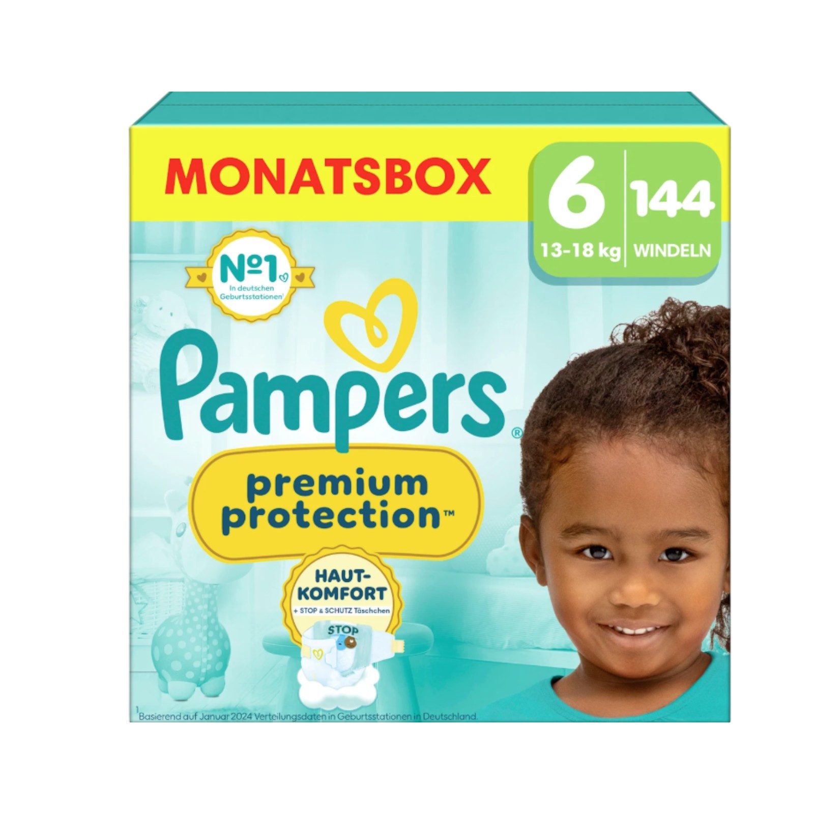Windeln Premium Protection Gr.6 Extra Large (13+ kg), Monatsbox, 144 St