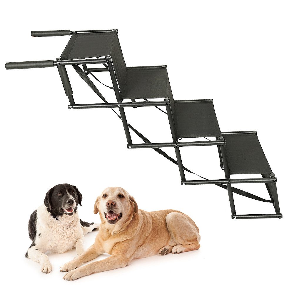 JEOBEST Hunderampe Tiertreppe 4 Stufen Einstiegshilfe für Auto, Bett, Sofa, (Stück, 1-St., Klappbar Rampe) Höhenverstellbar, Leicht zu Reinigen