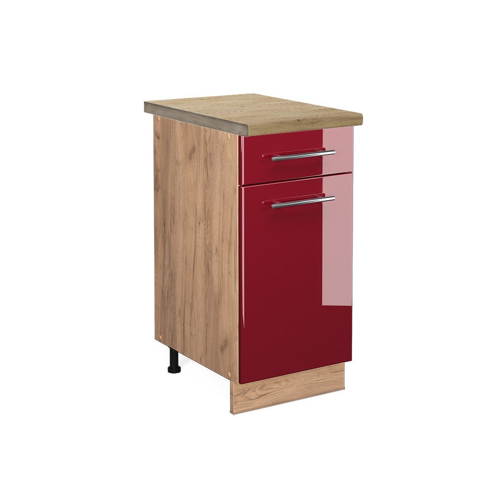 Vicco Unterschrank Fame-Line, Bordeaux Hochglanz/Goldkraft Eiche, günstig online kaufen
