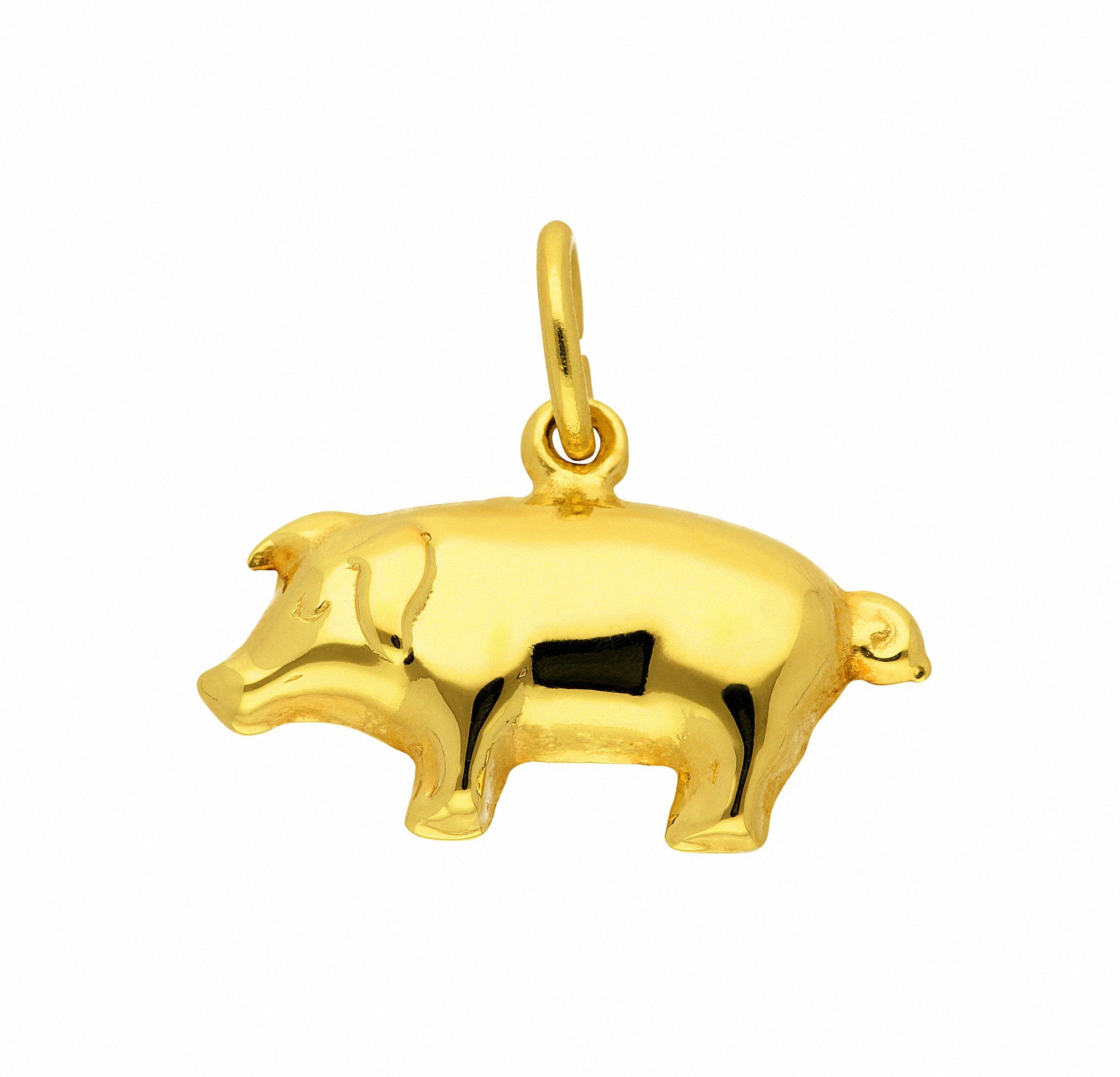 Adelia´s Kette mit Anhänger 333 Gold Anhänger Schwein, Schmuckset - Set mit  Halskette