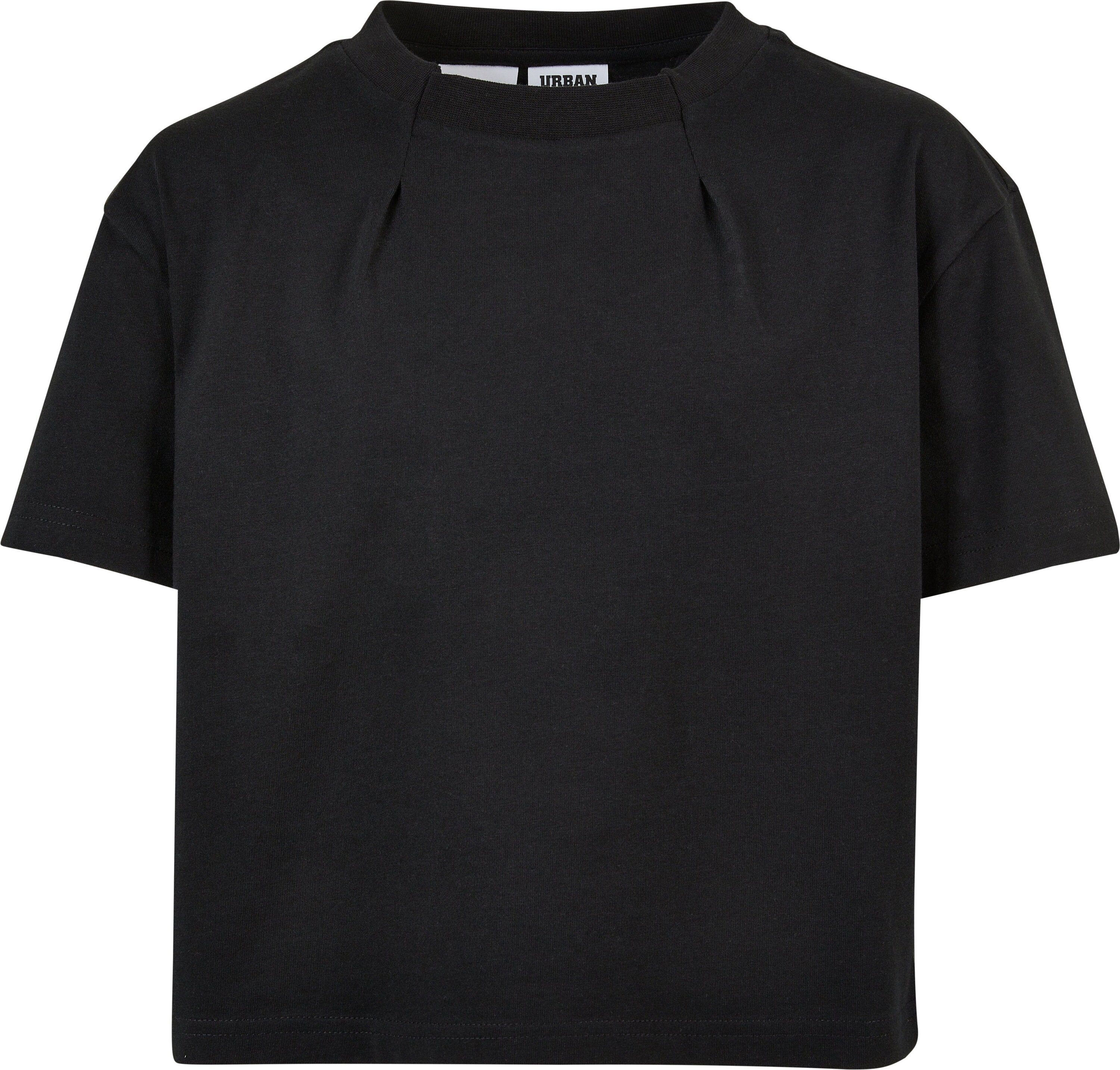 Girls Pleat Organic URBAN CLASSICS Kinder Oversized (1-tlg) Tee Kurzarmshirt black