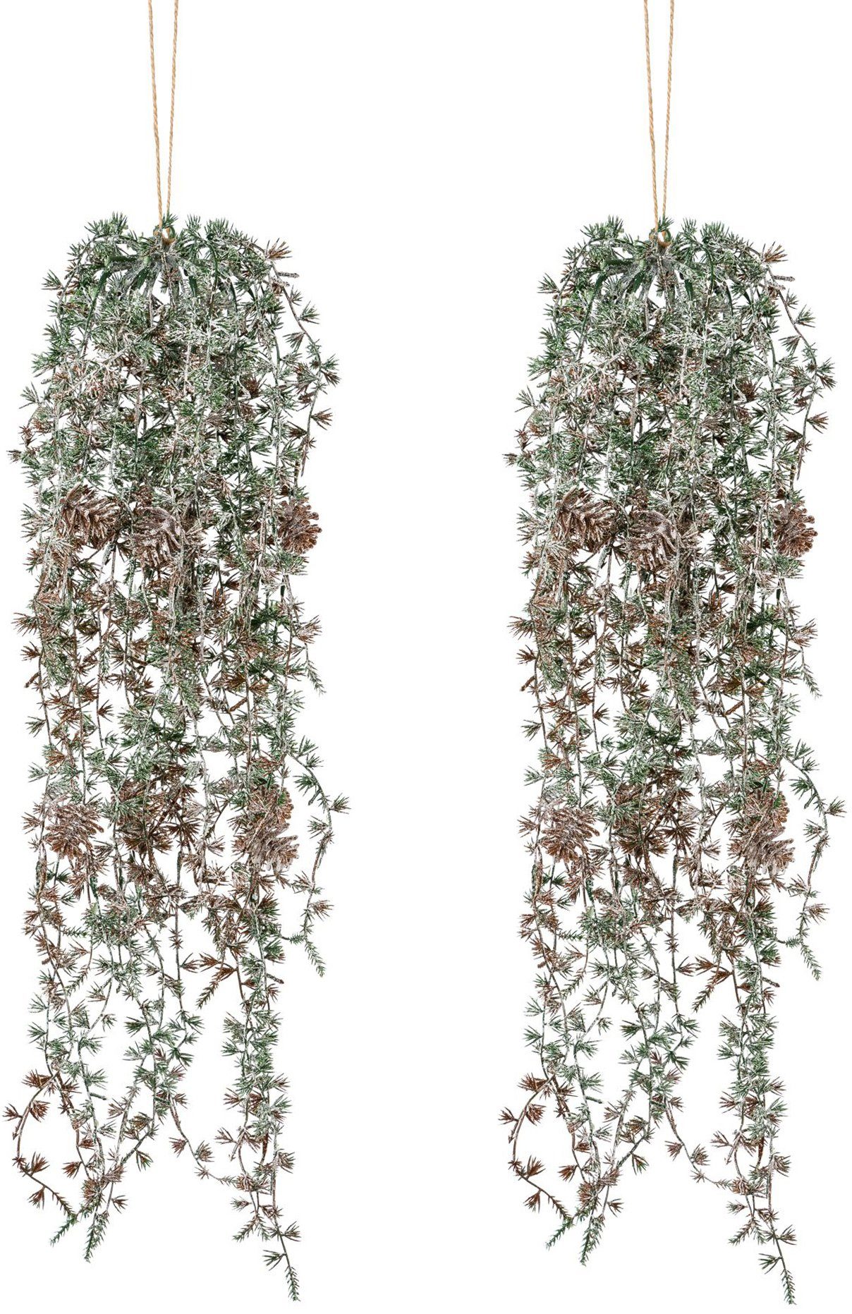 Winterliche Kunstpflanze Weihnachtsdeko Zeder, Creativ deco, Höhe 65 cm, Hängezweige im 2er Set, in gefrosteter Optik