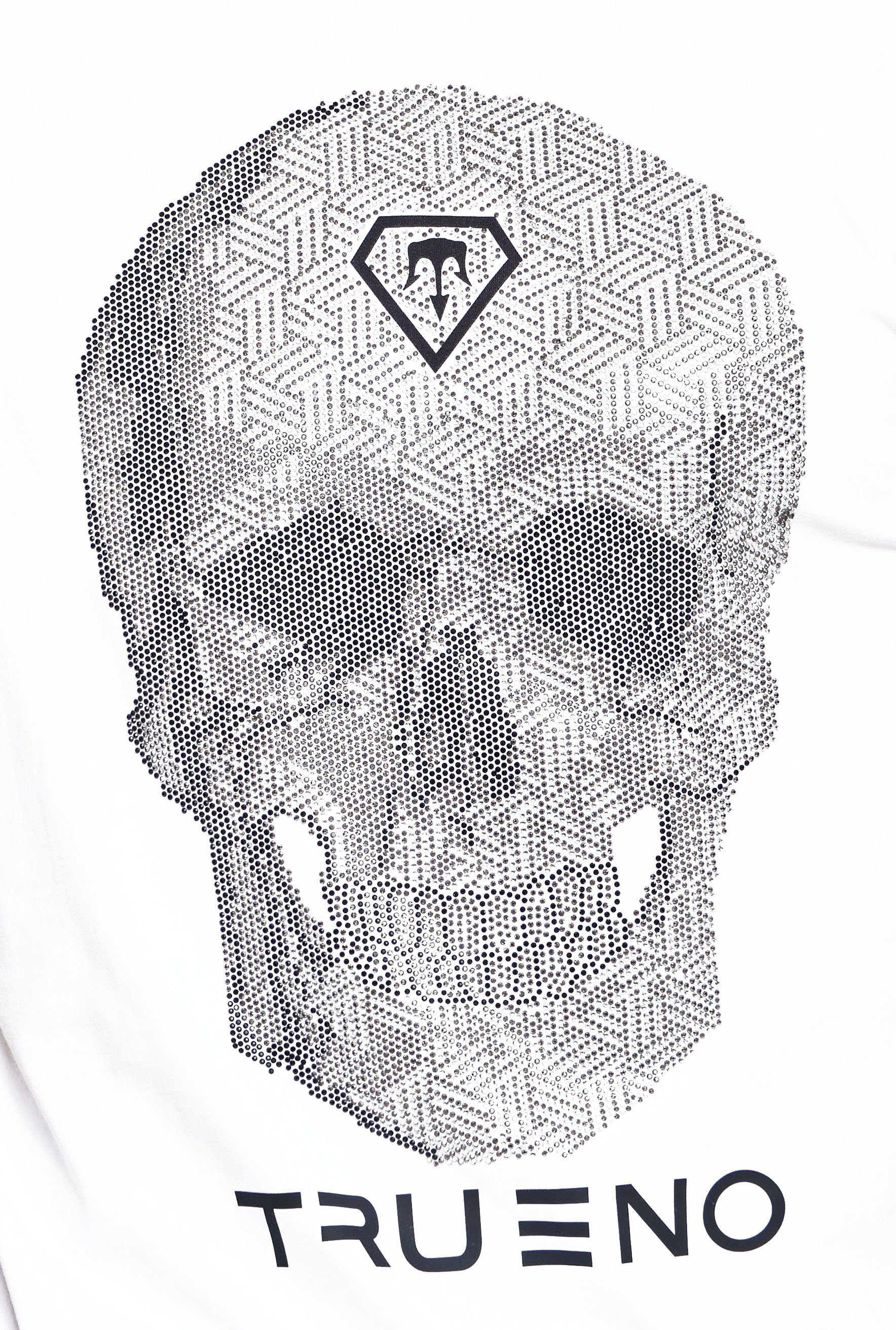 TRUENO Totenkopf mit T-Shirt Herren T-Shirt von Weiß TRUENO Strass