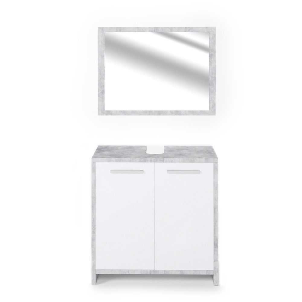 Vicco Badmöbel-Set Kiko, Beton/Weiß, 2 Teile, günstig online kaufen