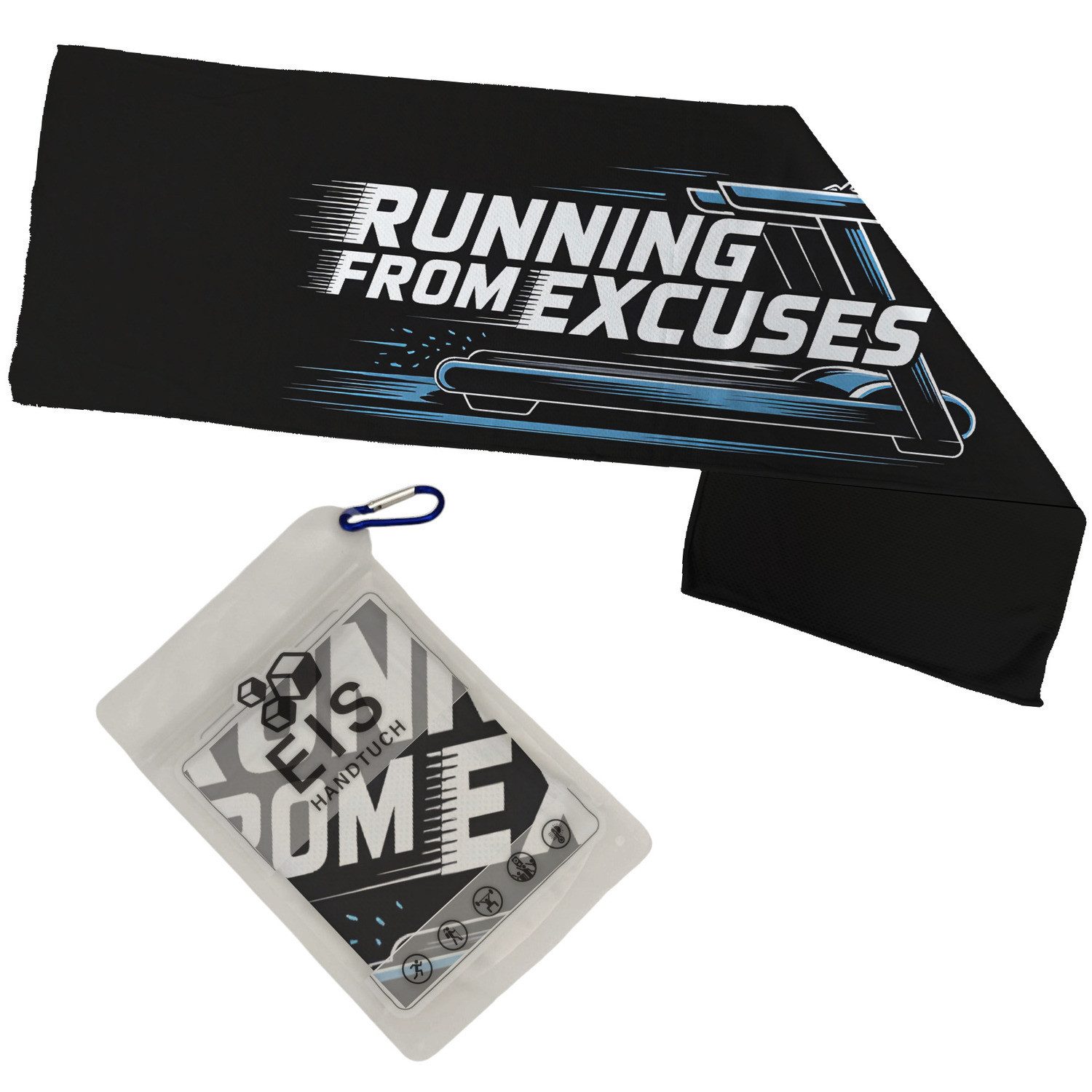 speecheese Sporthandtuch Fitness Eishandtuch mit Laufband - Running from excuses
