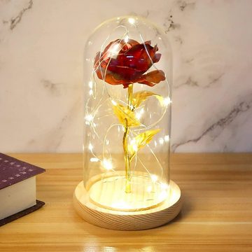 Kunstblume Geschenke für Frauen, Ewige Rose im Glas mit LED-Licht, AKKEE, Höhe 21 cm, für Frauen/Mama,Valentinstag Muttertag Geburtstag Weihnachten