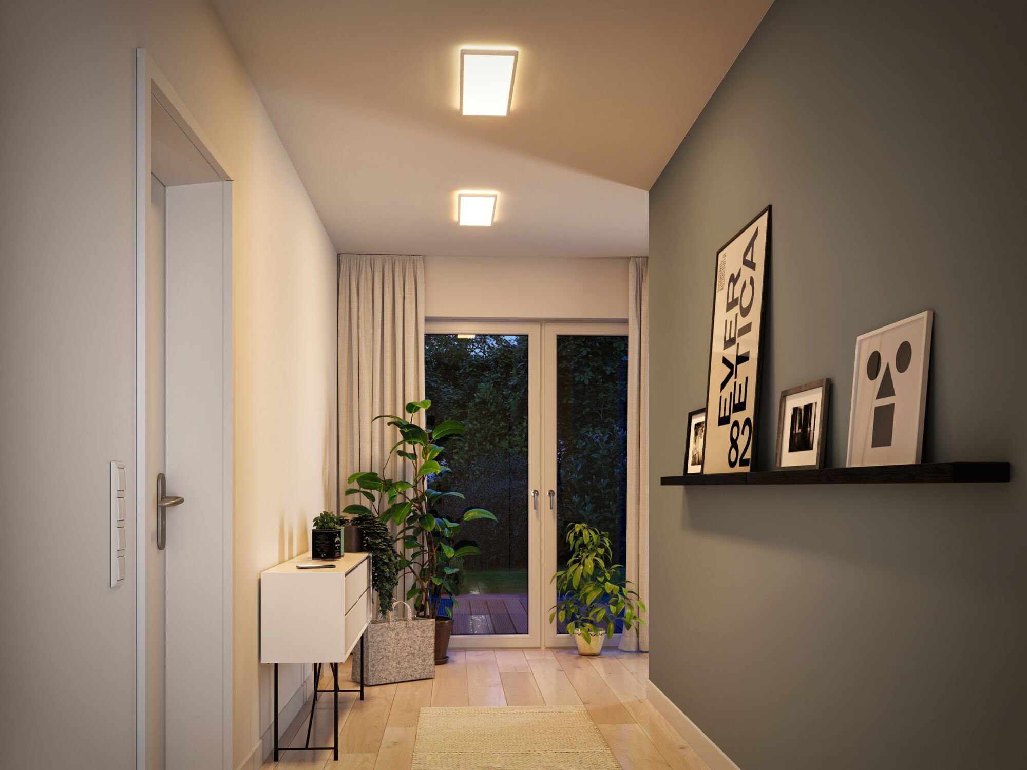 Paulmann LED Panel Atria Shine 3000K IP20 White Switch eckig, LED fest integriert, Tageslichtweiß, Backlight