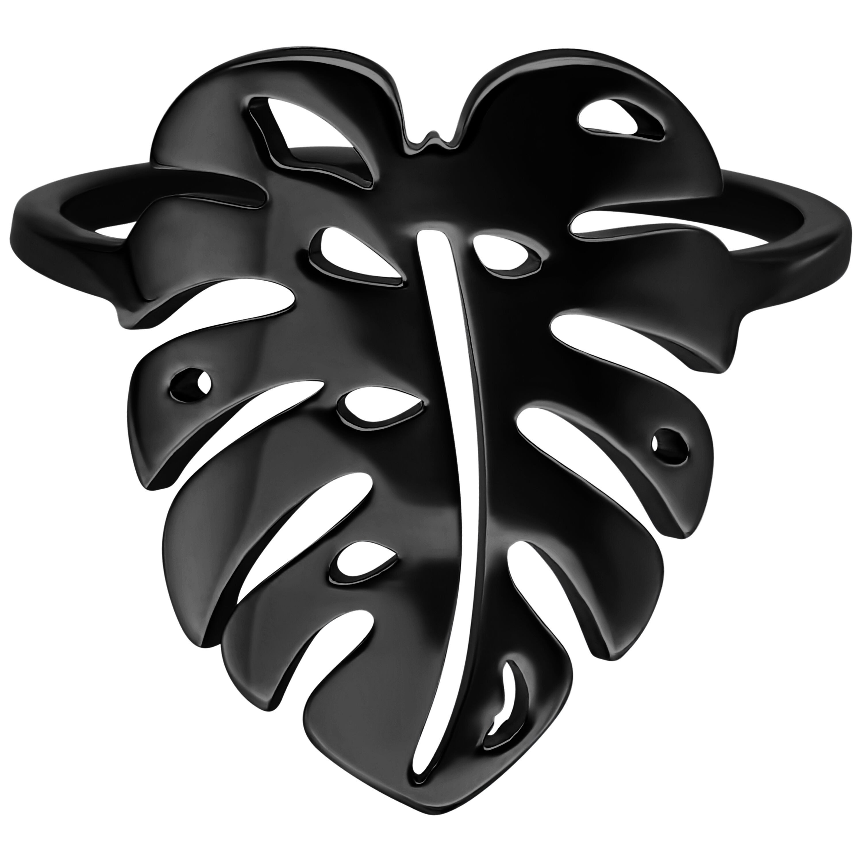 Fingerring Monstera Leaf Ring - Schwarz, 19,0 mm