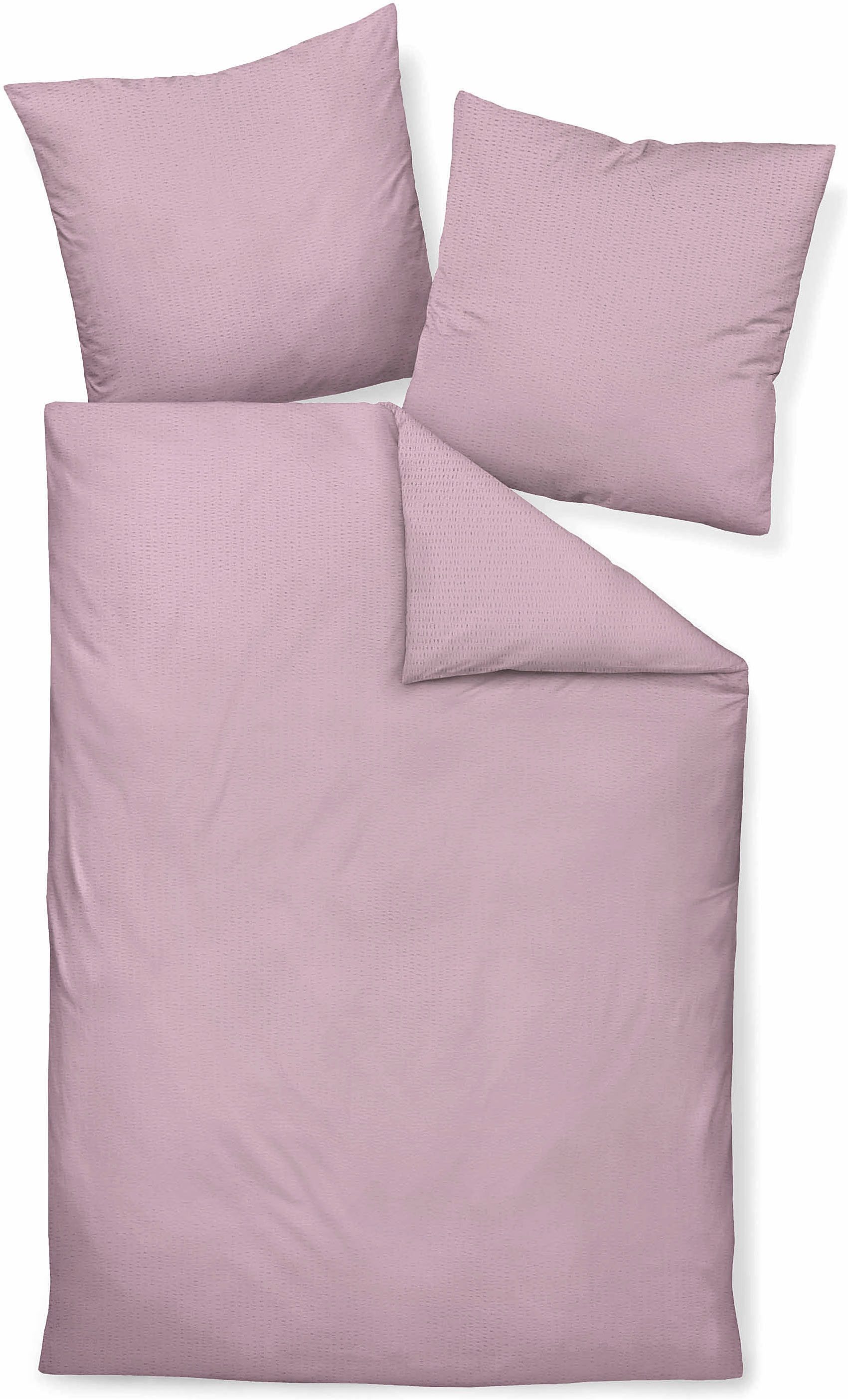 Janine Bettwäsche PIANO 0125 31, Seersucker 100% Baumwolle, uni, bügelfrei, Soft-Seersucker, 2 teilig, Markenreißverschluss, feinfädige Qualität, gekämmte Mako- – Bild 2 von 4