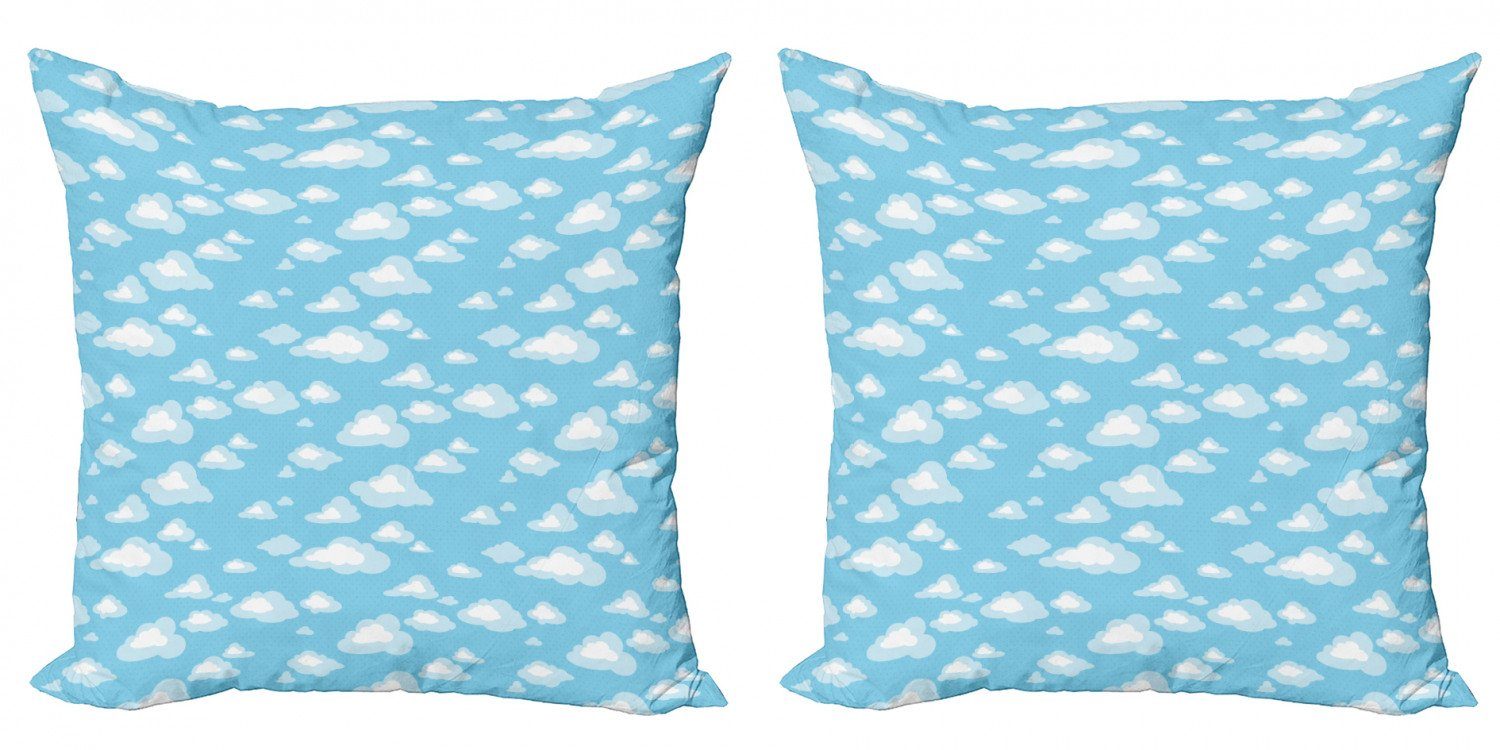 Cartoon-Himmel-Wolken Abakuhaus Doppelseitiger Modern (2 Weiss Stück), Accent Blau Digitaldruck, Kissenbezüge