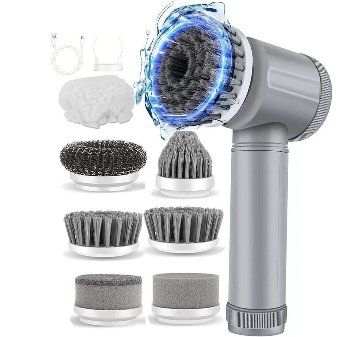 ibettertec Reinigungsbürsten-Set Elektrische Reinigungsbürste Multifunktionsreiniger für Küche und Bad, Haushalt, Küche, Bad, Badezimmer, Auto, Grill, Böden, Fugen, Toilette, (Einzelartikel, Lieferung erfolgt im Komplettset mit allen benötigten Teilen), Wiederaufladbar 7 austauschbare Bürstenköpfe IPX6 wasserdicht