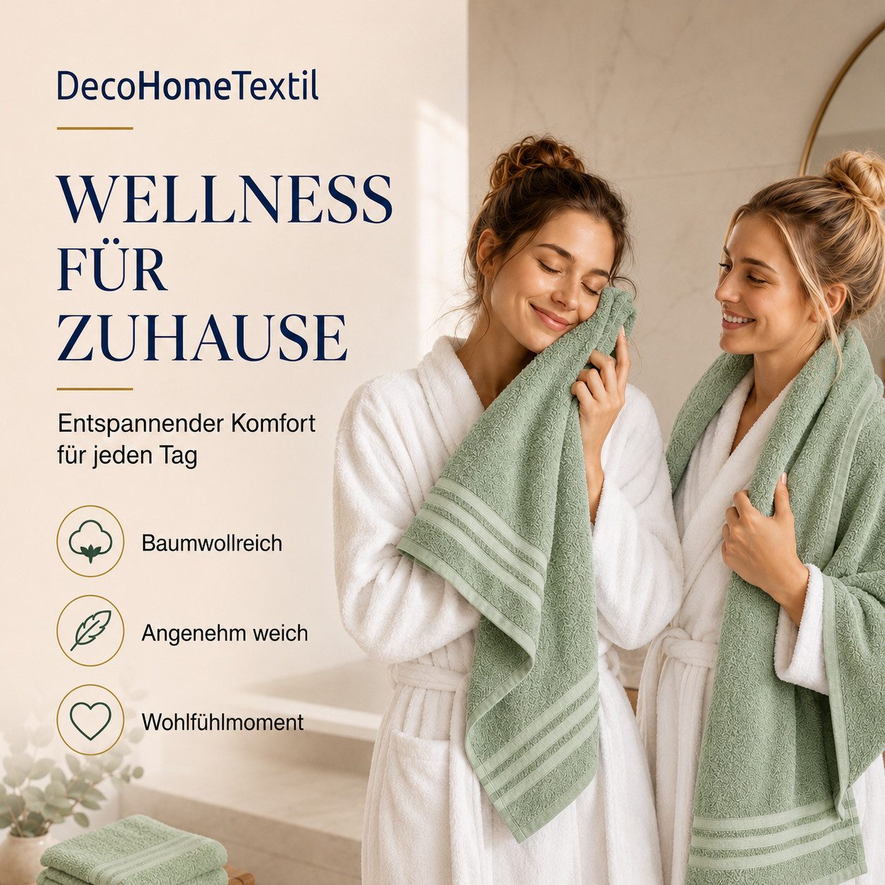 DecoHomeTextil Heimtextilmanufaktur Handtuch Set Eco Frottier Set, sustainable, kuschelweich, saugstark – Bild 3 von 5