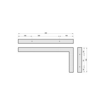 sossai® Waschtischbefestigung Stahl Waschtischkonsole, L-Profil, schwarzmatt für Waschbecken, 40cm