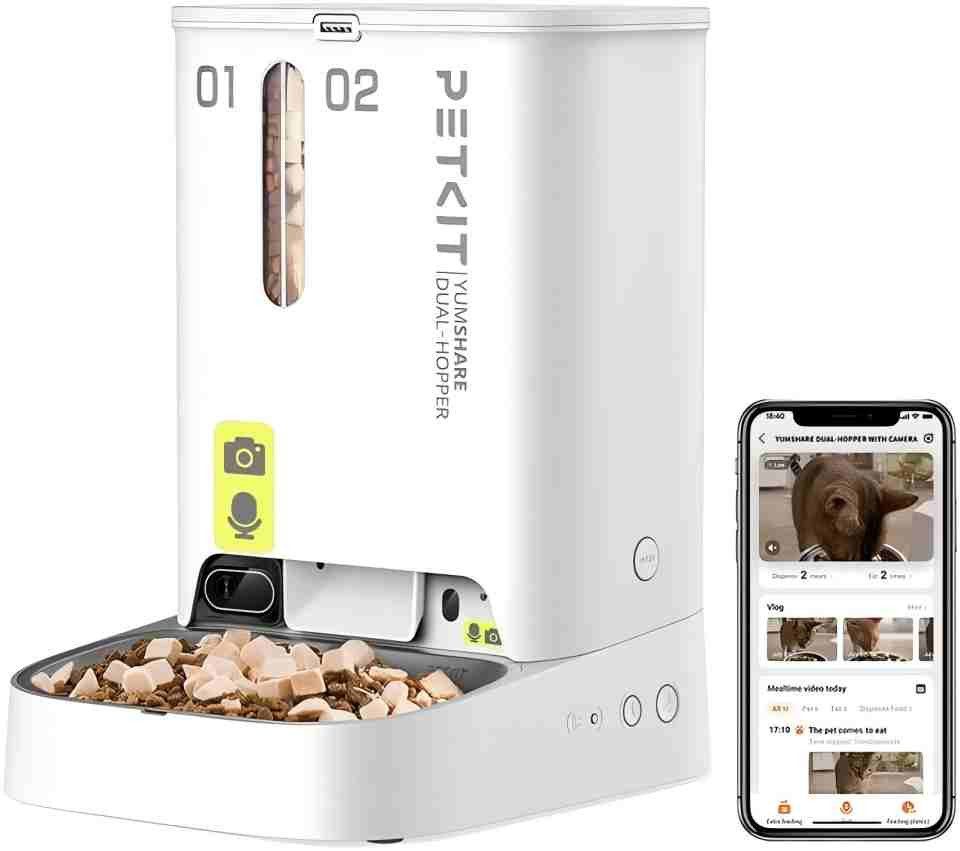 PETKIT Katzen-Futterautomat PETKIT Futterautomat Katze 2 Näpfe Mit Kamera, Dual-Hopper mit Kamera