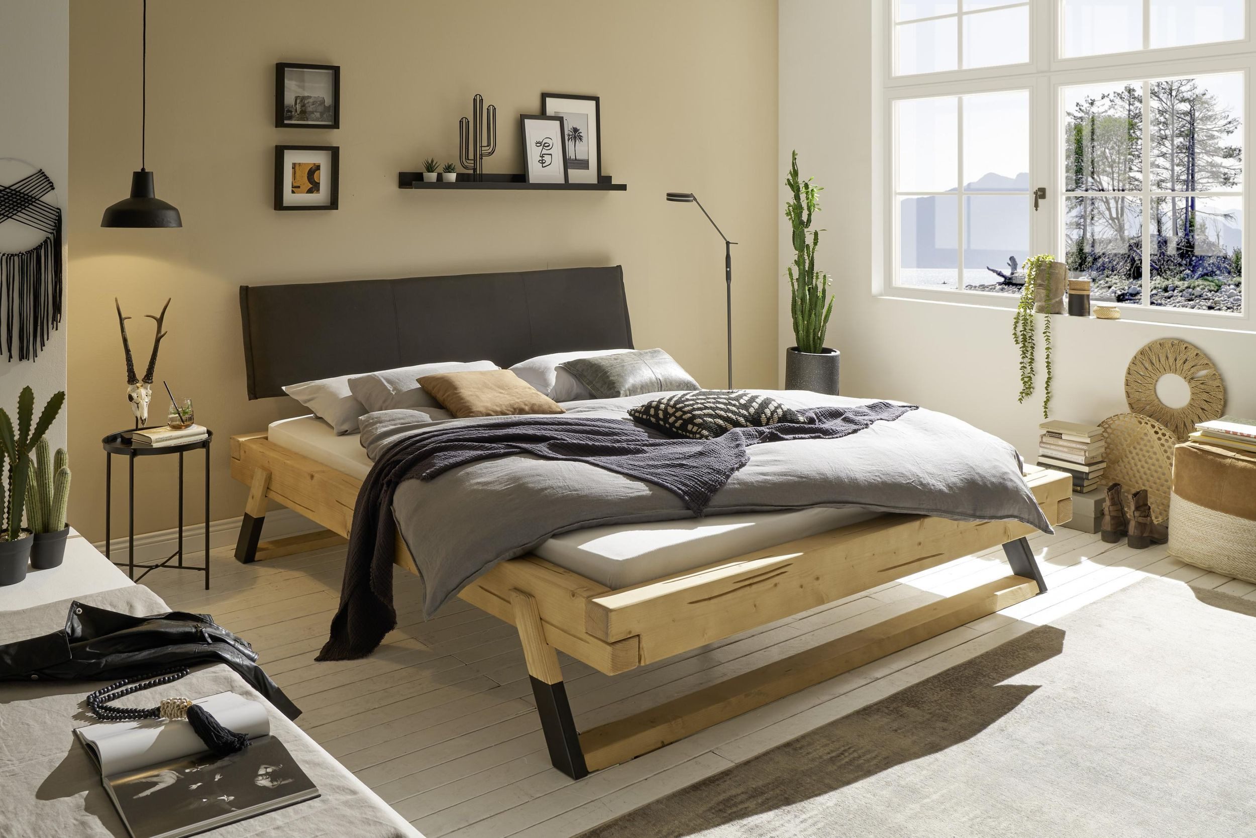 Schlafkontor Massivholzbett Balkenbett Doppelbett LOBIA Massivholzbett Fichte geölt 180 x 200