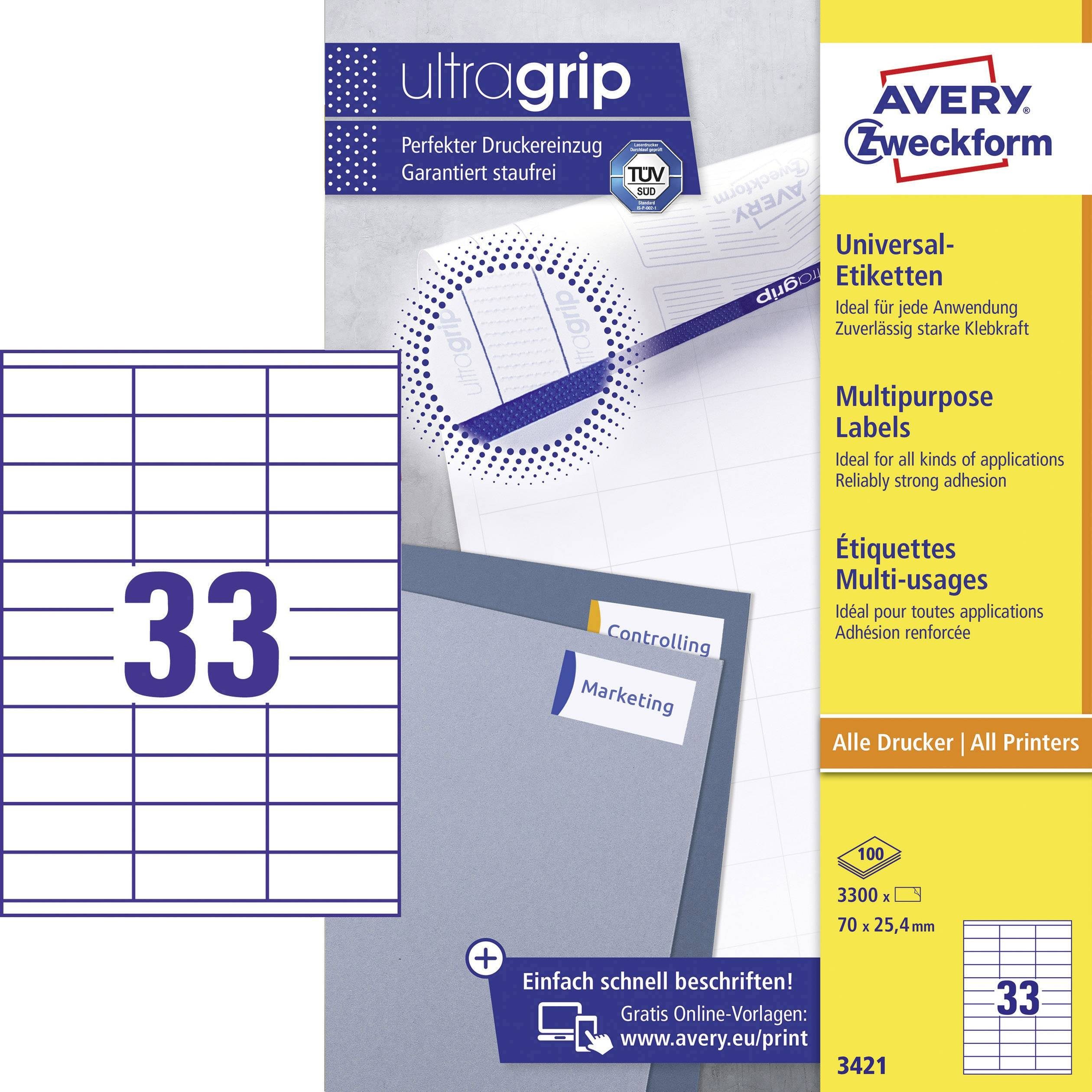 voelkner selection Etikett »Avery-Zweckform 3421 Etiketten 70 x 25.4 mm ...