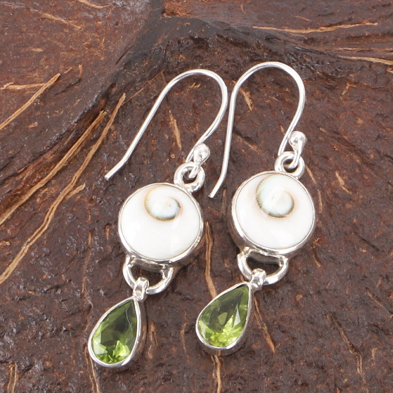 Guru-Shop Paar Ohrhänger Indische Boho Ohrringe Shiva - Peridot