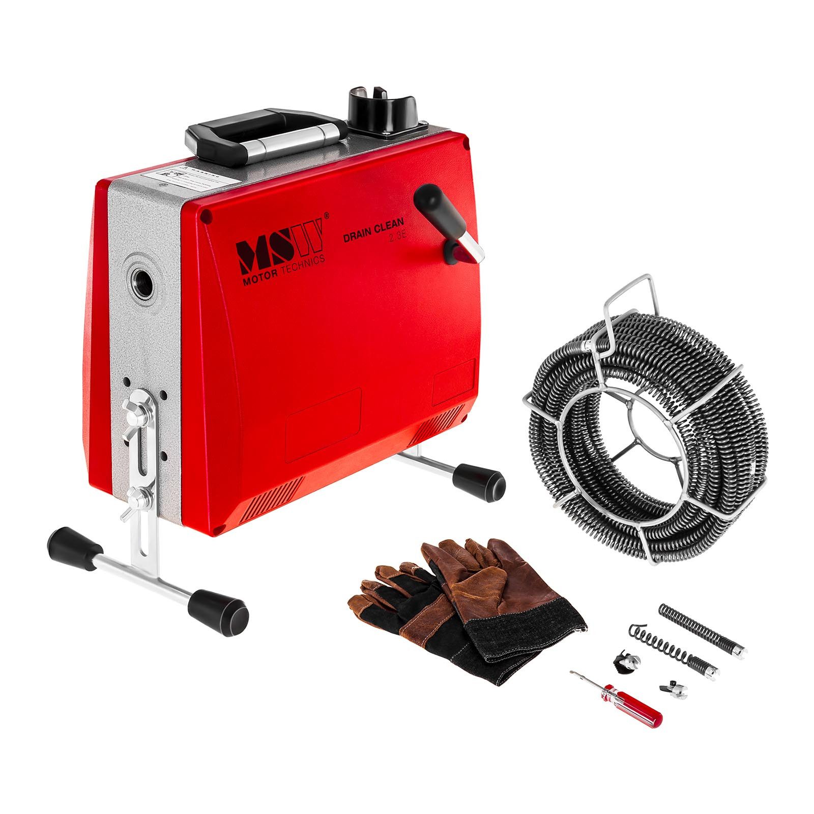 MSW Rohrreinigungsspirale Ø 30 - 100 mm Rohrreinigungsmaschine 14,7m 390 W Rohrreinigungsgerät, L: 37 cm