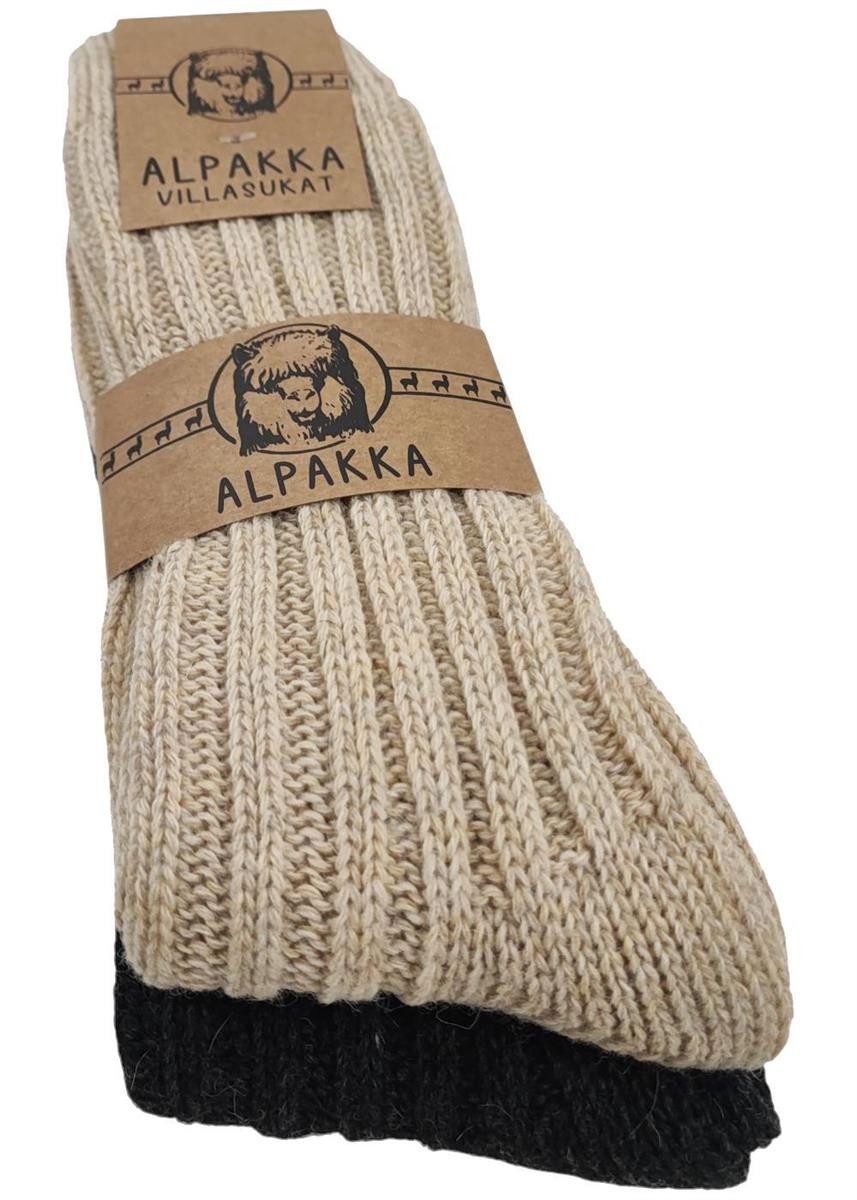 EloModa Thermosocken 2 Paar Alpaka Socken Wollsocken Damen & Herren Wintersocken, Gr. 39-42 (2-Paar)