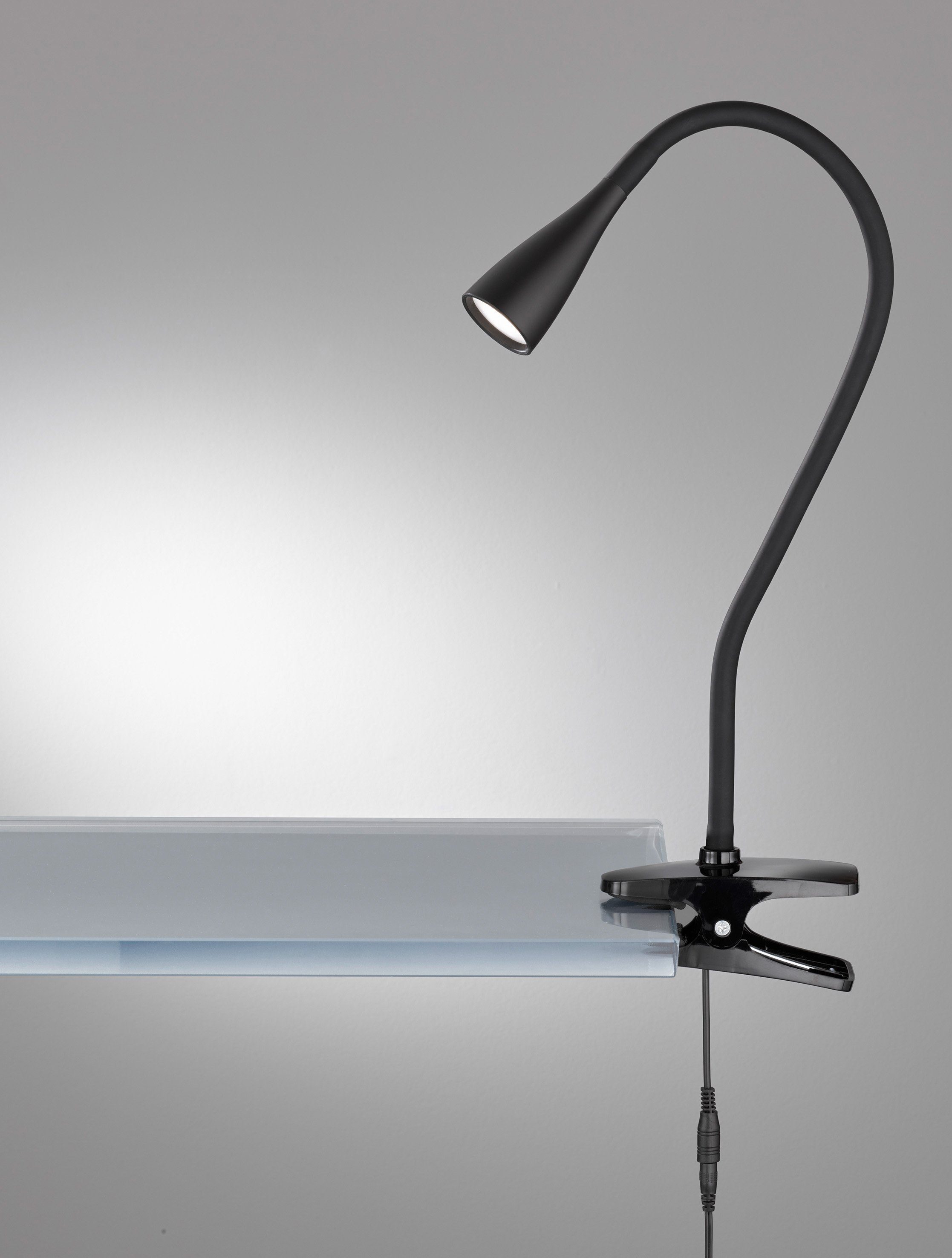 LED-Klemmleuchte Nox, schwarz mit Flexarm günstig online kaufen