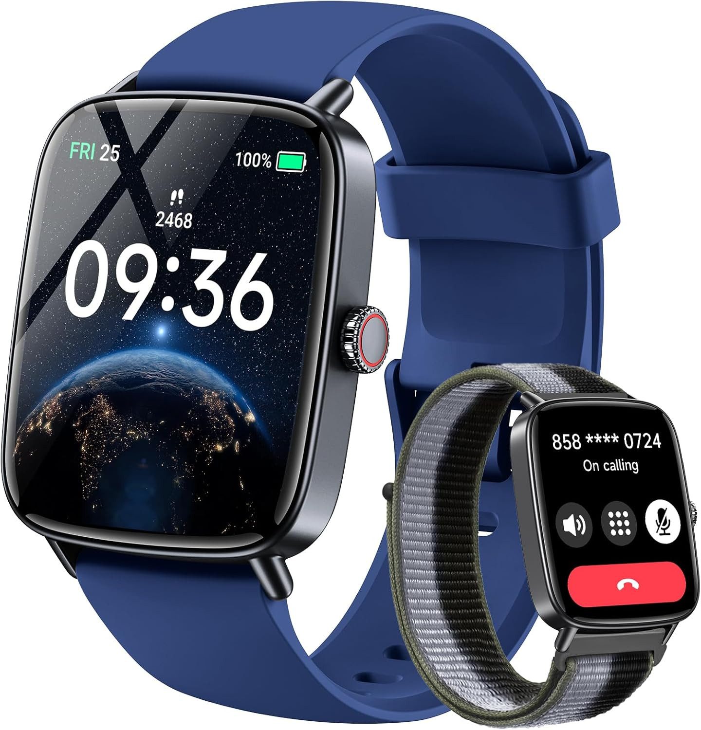 GYDOM Herren"s Bluetooth Uhr mit Telefonfunktion, Pulsmesser, wasserdicht Smartwatch (1,85 Zoll, Android/iOS), Fitness Tracker mit GPS, SPO2 Schlafmonitor, IP68 wasserdicht