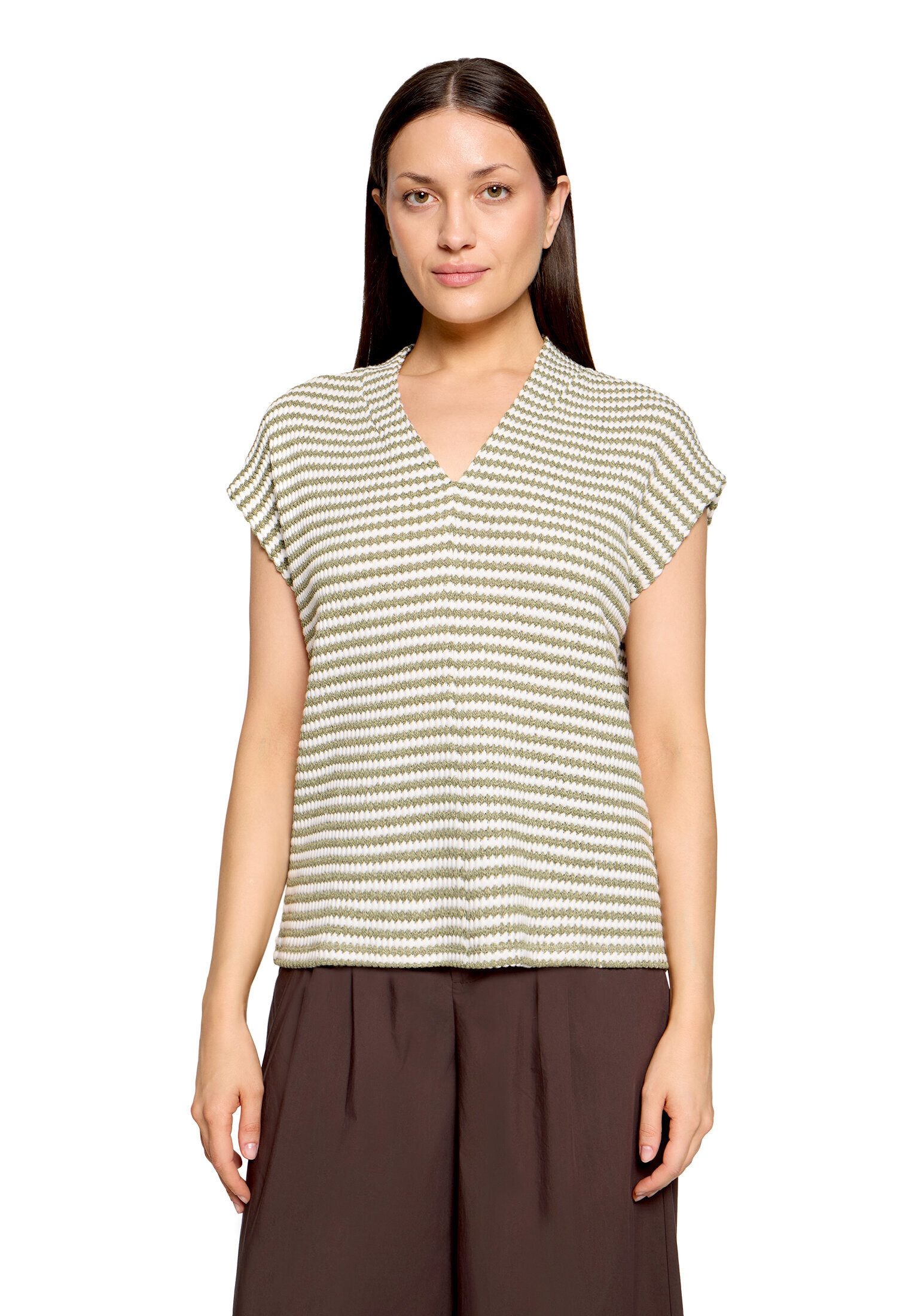 Cartoon Kurzarmshirt Damen mit V-Ausschnitt (1-tlg)