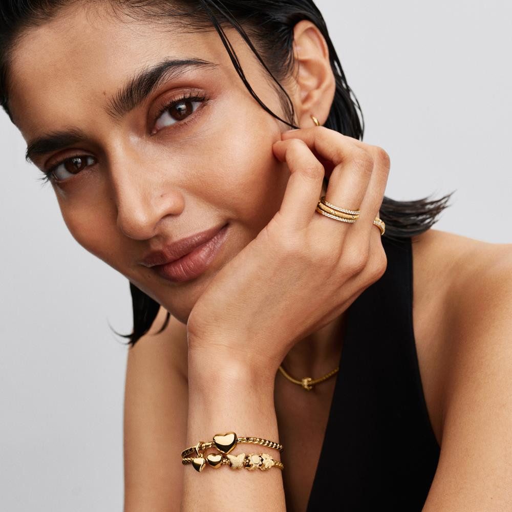 Pandora Charm-Einhänger Sonne Mini-Charm für Damen, IP Gold, strukturiert von PANDORA