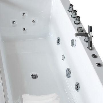 AcquaVapore Whirlpool-Badewanne Whirlpool Reinigungsfunktion Pool Badewanne W83R-C, (1-tlg), Mit Fußgestell und Ablaufgarnitur