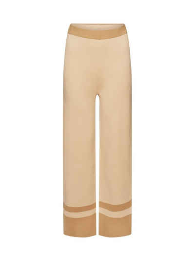 Esprit Collection Stoffhose Zweifarbige Strickhose mit weitem Bein