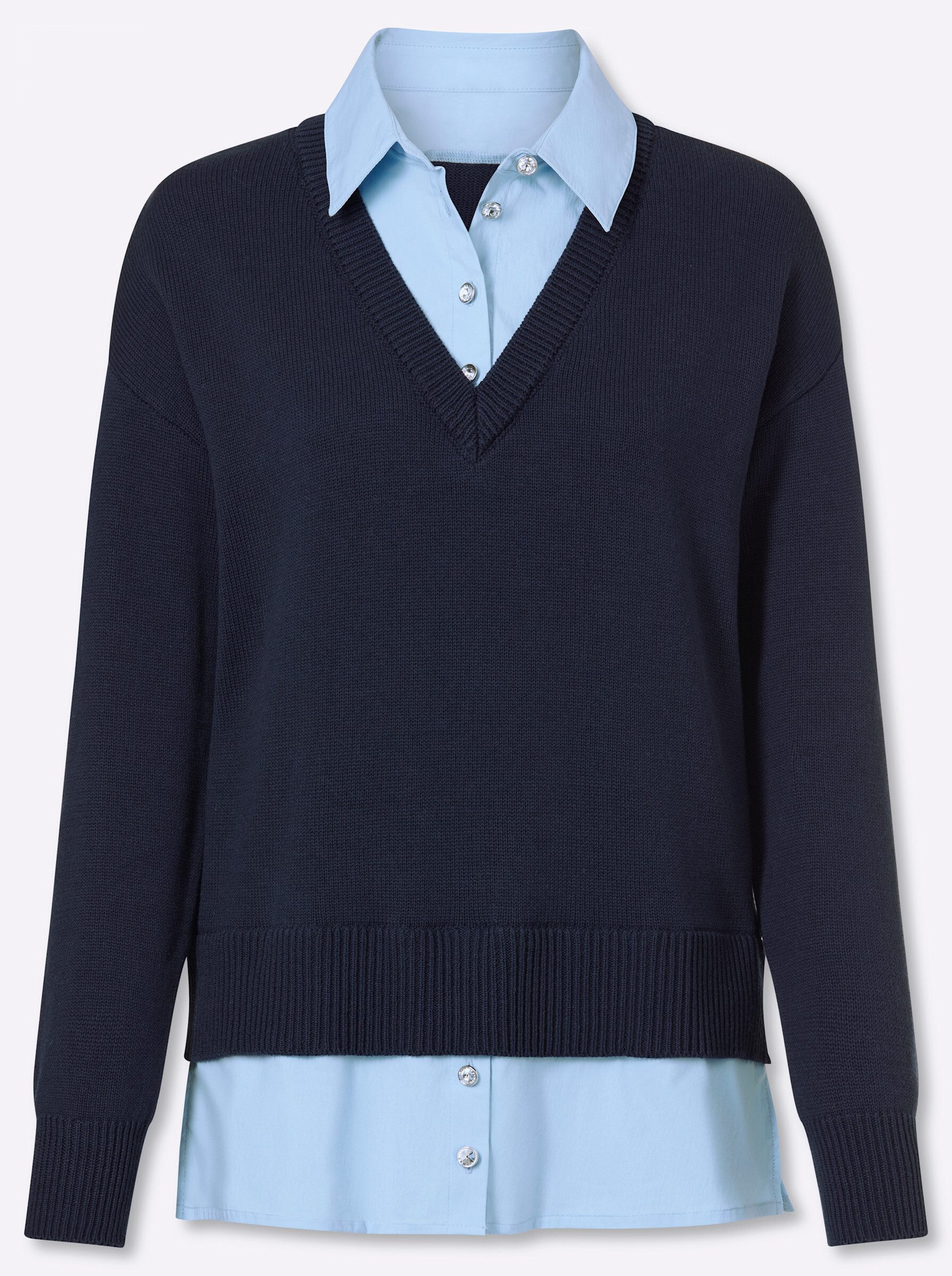 heine Strickpullover 2-in-1-Pullover Langarm Feinstrick