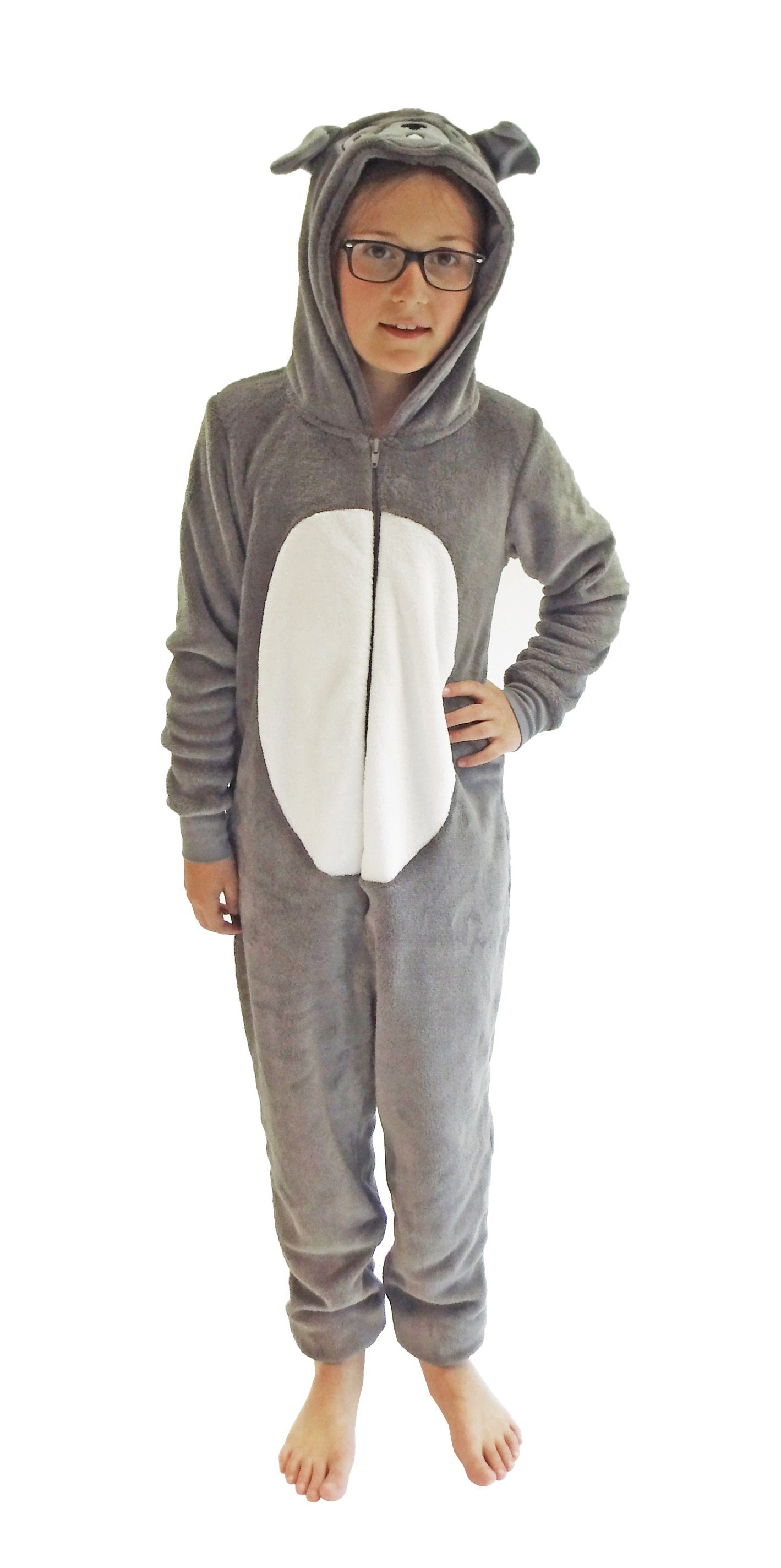 Normann Pyjama Mädchen Jumpsuit Overall Onesie Schlafanzug in niedlichen Tier Motiv