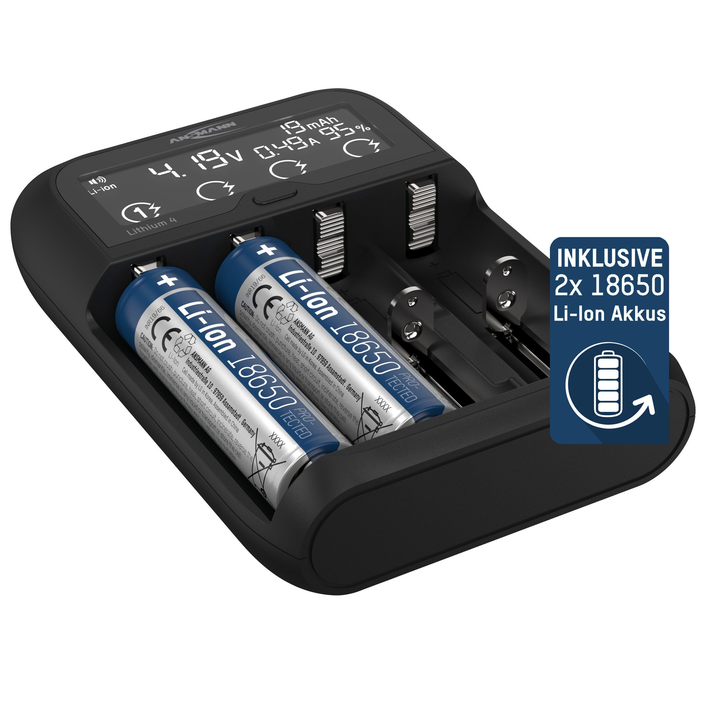 ANSMANN AG Akku Ladegerät, inkl. 2x 18650 Universal-Ladegerät
