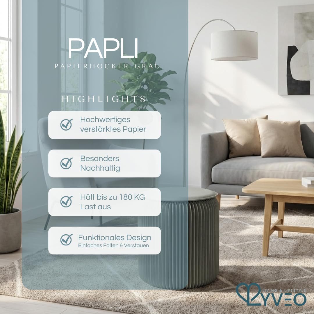 Lyveo Tritthocker Papierhocker Klapphocker faltbar 36x42cm Klappstuhl Beist günstig online kaufen