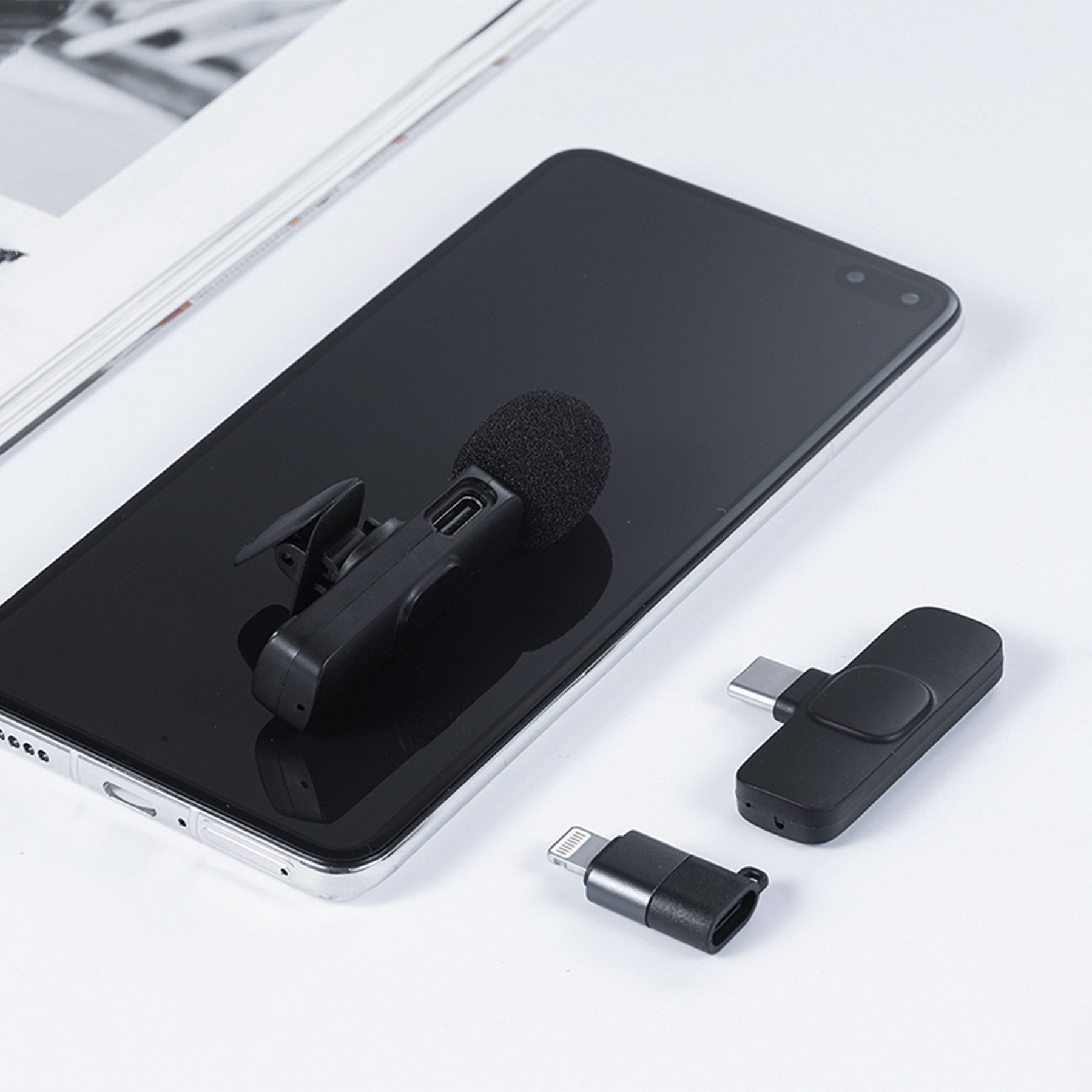 Senmudi Mikrofon Kabelloses Lavalier Mikrofon für Handy/iPhone/Computer/Android/Kamera (Wireless Ansteckmikrofon für Videoaufnahmen, Vlog,TikTok,YouTube), Mini Mikrofon für Live-Streaming,Geräuschunterdrückung