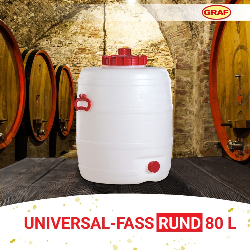 Graf Kanister Universal-Fass 80 Liter rund aus lebensmittelechten PE