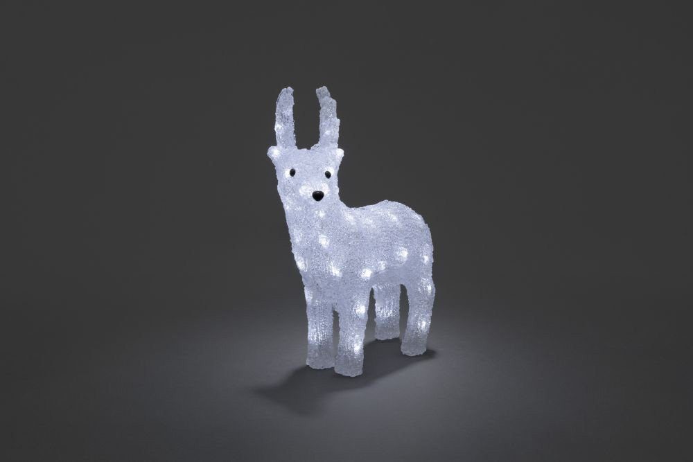 KONSTSMIDE LED Dekofigur Acryl Rentier, fest aussen, 6h Weihnachtsdeko kalt Dioden Timer, weiße integriert, mit LED Kaltweiß, 32