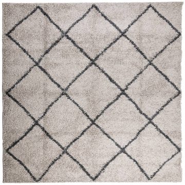 Teppich Teppich Shaggy Hochflor Modern Beige und Anthrazit 160x160 cm, vidaXL, Quadrat