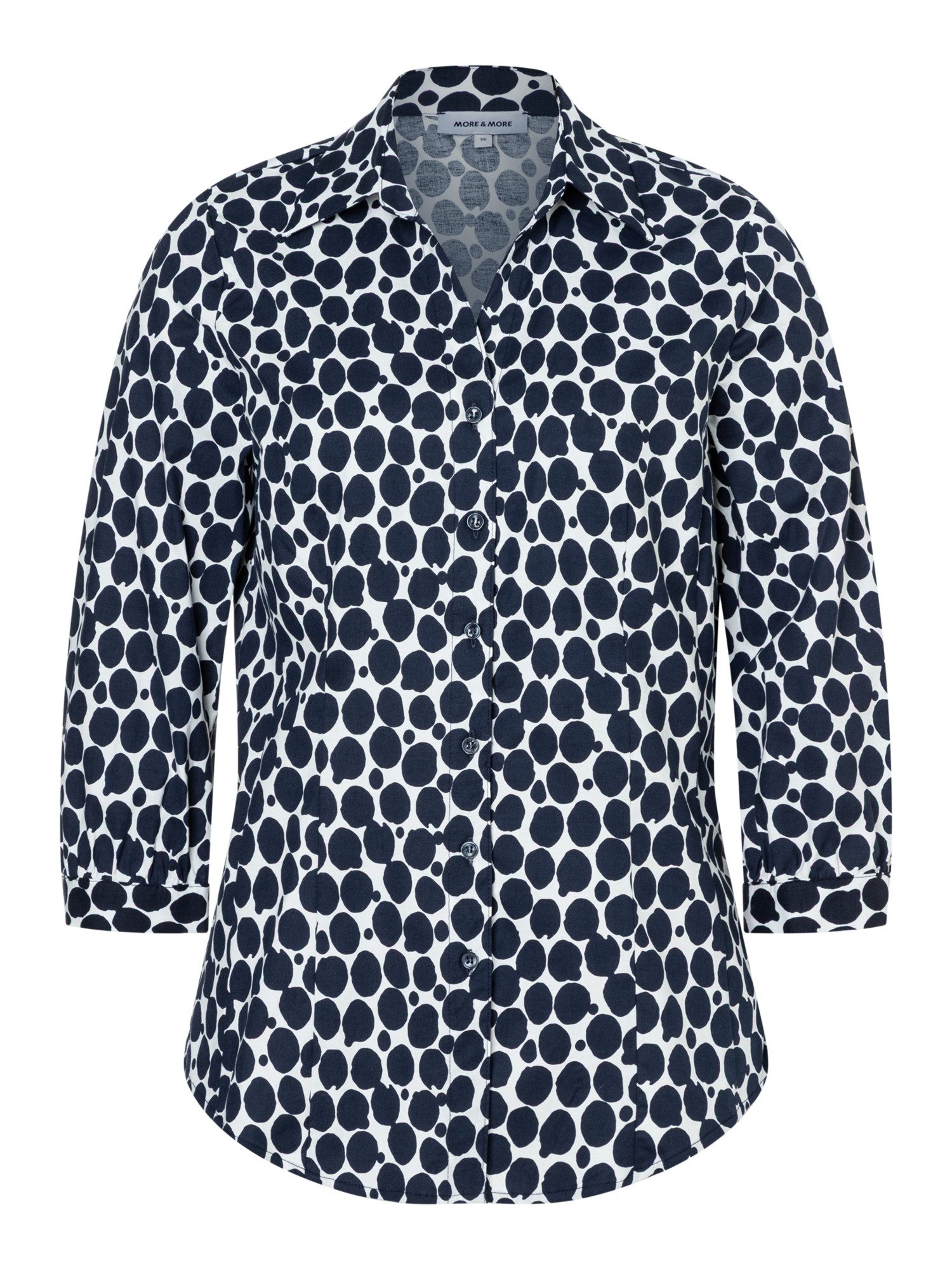 MORE&MORE Klassische Bluse taillierte Hemdbluse mit Tupfenprint