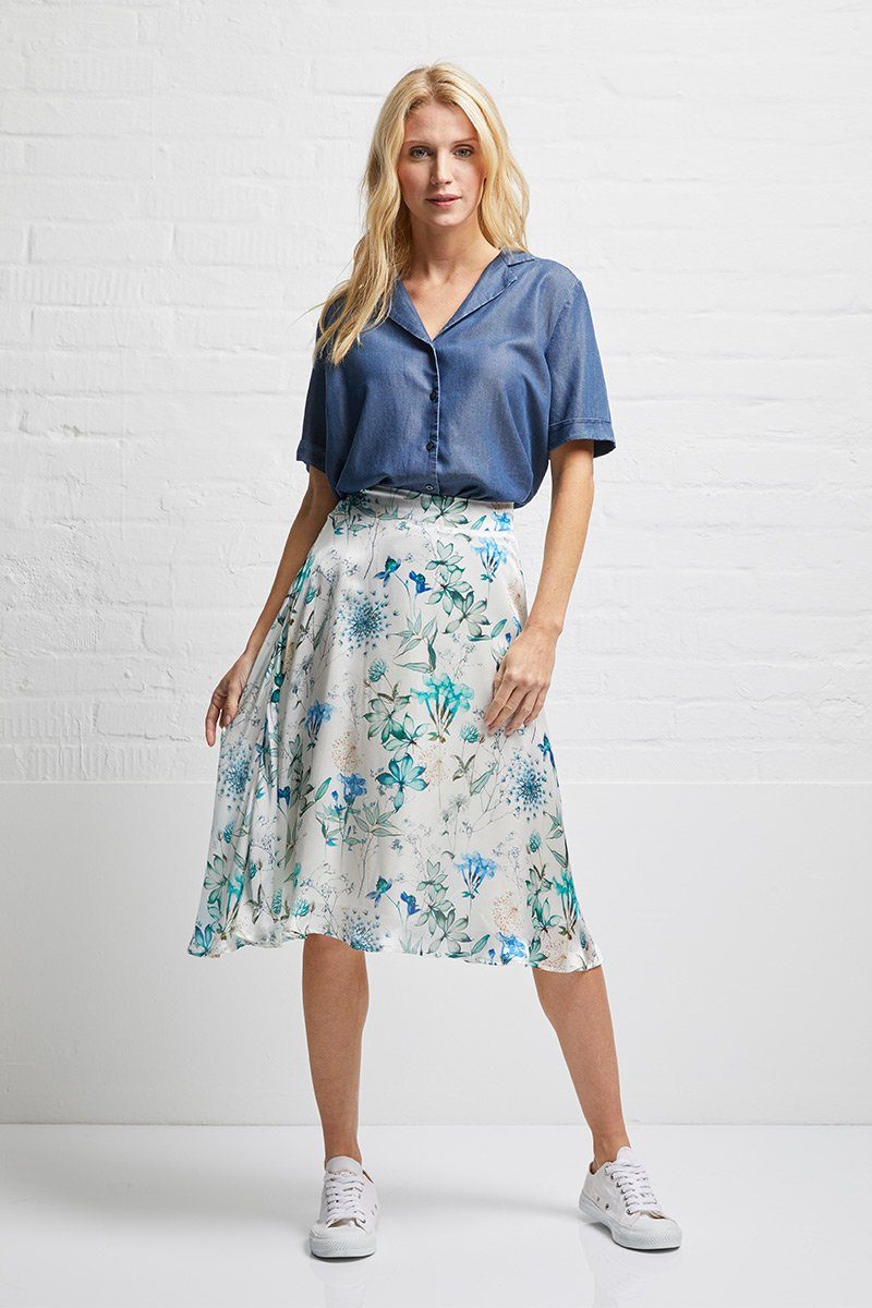 wunderwerk A-Linien-Rock Silk midi skirt flower günstig online kaufen