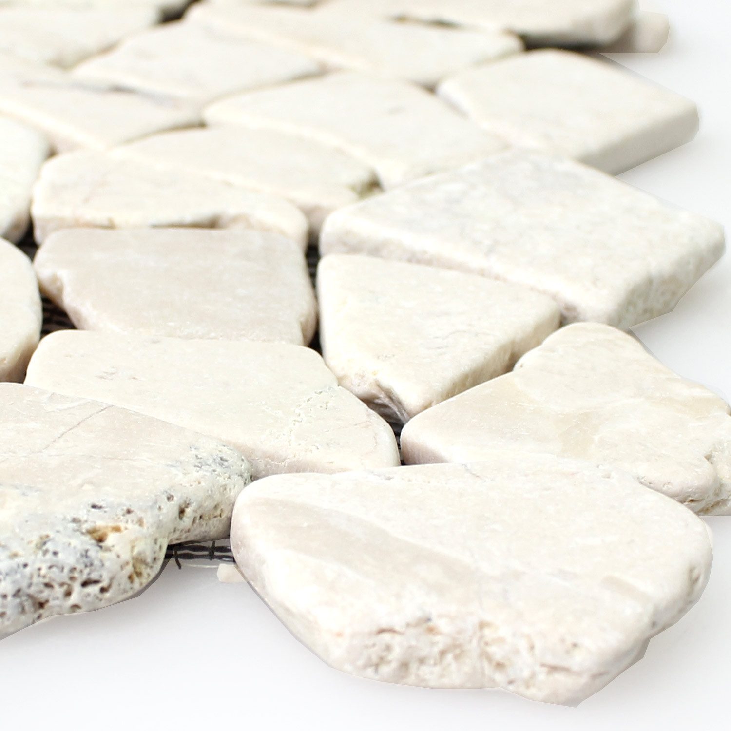 Mosafil Mosaikfliesen Marmor Bruch Naturstein Mosaikfliesen Solares Biancone, Naturstein-Marmor 30.500x30.500, beige, Verlegefertig auf ein Netz geklebt - Frostsicher - Wasserfest -