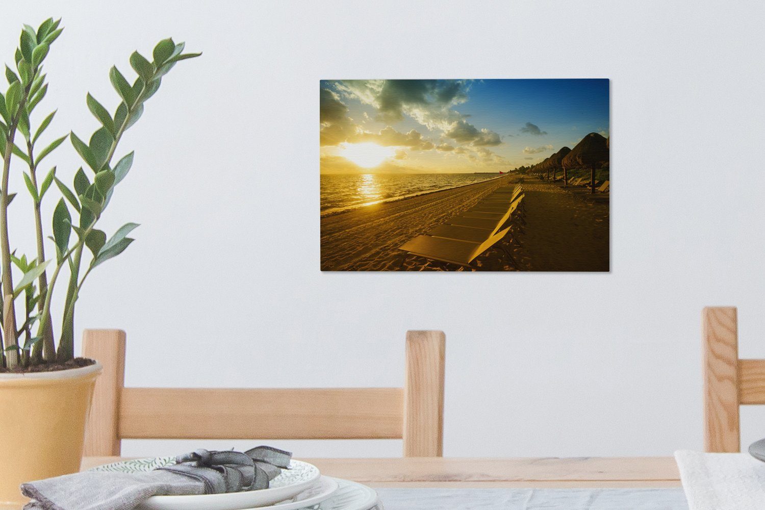OneMillionCanvasses® Leinwandbild Strand Wandbild Aufhängefertig, 30x20 Leinwandbilder, St), Cancun Wanddeko, Mexiko, cm (1