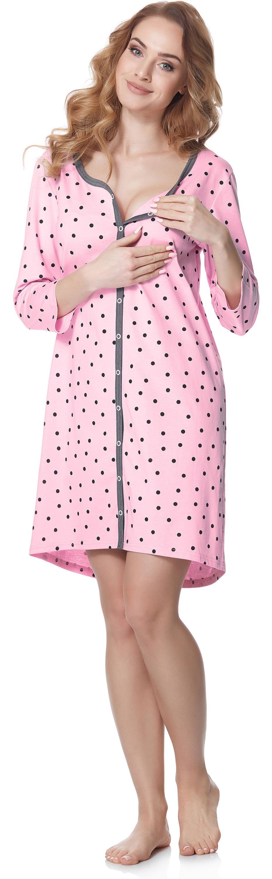 Be Mammy Umstandsnachthemd Damen Umstands Nachthemd 3/4 Arm mit Stillfunktion BE20-276 (1-tlg)